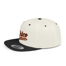 Load image into Gallery viewer, Chico California Flat Bill Snapback Hat — Vintage Script Embroidered Cap