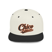 Load image into Gallery viewer, Chico California Flat Bill Snapback Hat — Vintage Script Embroidered Cap
