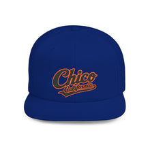 Load image into Gallery viewer, Chico California Flat Bill Snapback Hat — Vintage Script Embroidered Cap
