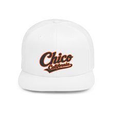 Load image into Gallery viewer, Chico California Flat Bill Snapback Hat — Vintage Script Embroidered Cap
