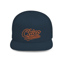 Load image into Gallery viewer, Chico California Flat Bill Snapback Hat — Vintage Script Embroidered Cap
